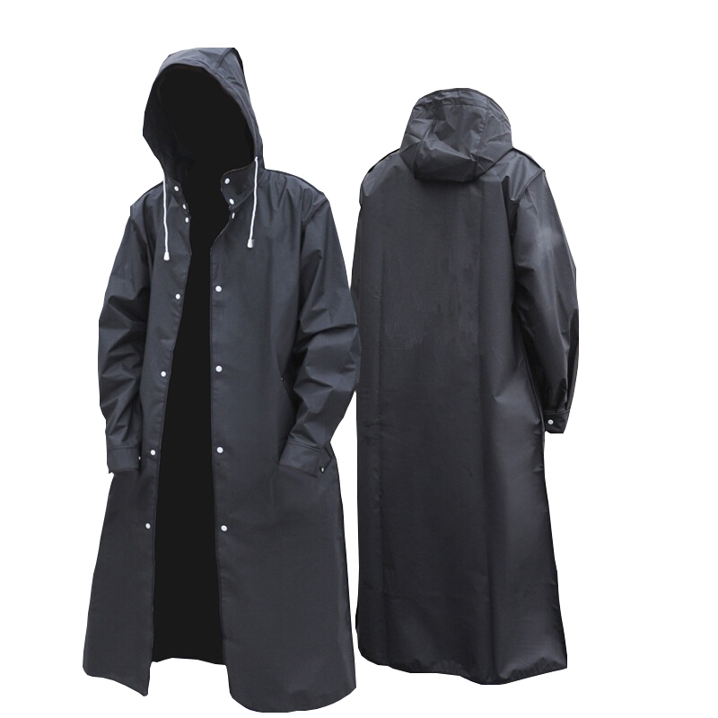 Summer Rain Clothing - Black Fashion Adult Waterproof Long Raincoat