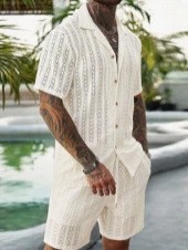 Men Crochet Knit 2 Piece Set L - Summer Clothing Beach recension och pris