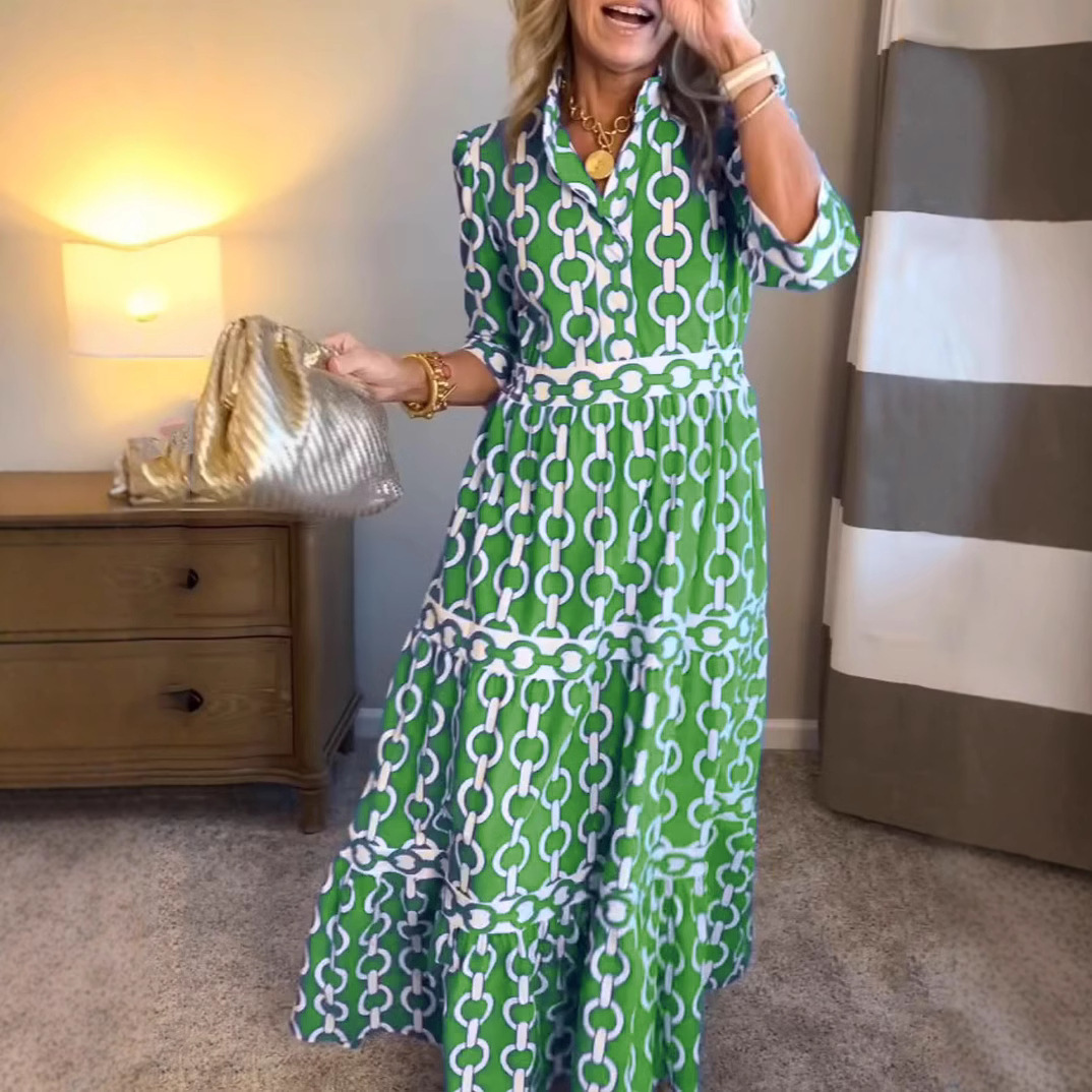 Geometric Print Long Dress Sum - Summer Clothing Amazon recension och pris